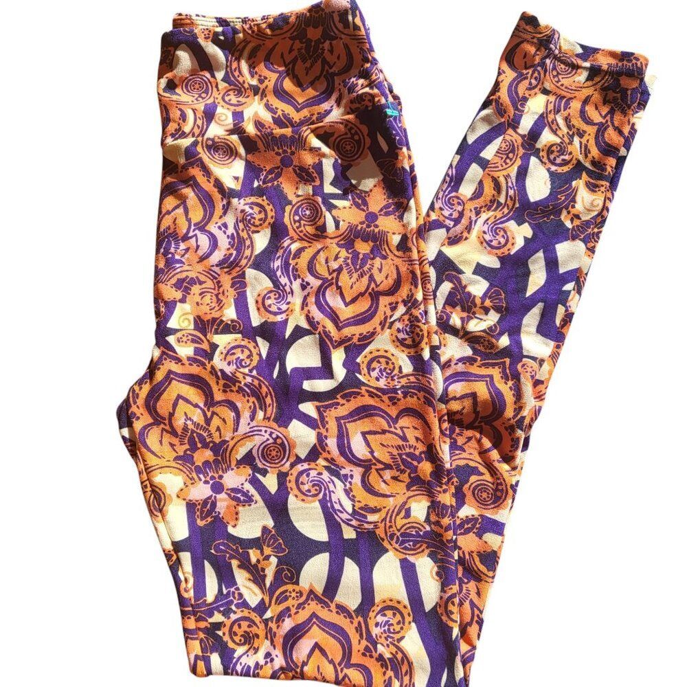 LuLaRoe Colorful Fleur De Lis Baroque Leggings